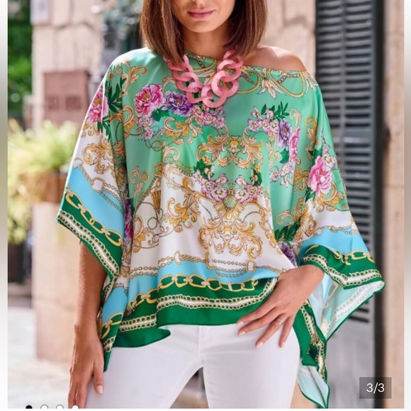 Boston Proper Tops - Boston proper, boxy cropped kimono style, boho printed topaz
